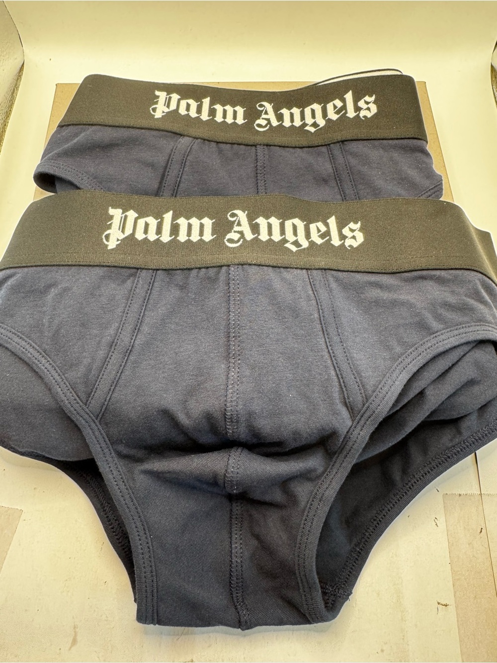 Palm Angels Men’s Navy Briefs with Black Waistband